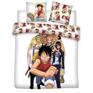 Aymax Parure de lit réversible One Piece Tous Les Personnages Fond Blanc - 240 cm x 220 cm