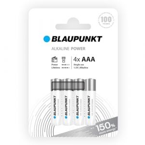 Blaupunkt AAA Piles alcalines, Paquet de 4, idéales pour Les horloges murales et Les télécommandes, LR03BPO/4CP