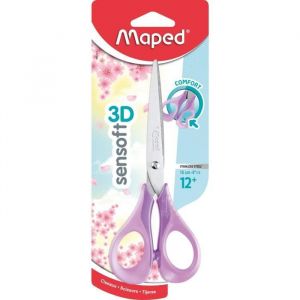 Maped Ciseaux Sensoft 16 cm avec Anneaux Souples et Ergonomie 3D - Ciseaux Scolaires dès 12 Ans - Pour Collège et Lycée - Anneaux Confortables et Agréables - Coloris Pastel Violet 486291
