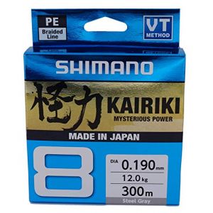 Shimano Kairiki 8, 300 Meter, Gris Clair, 0.060mm/5.3kg, Fil de Pêche Tressé, 59WPLA68R10