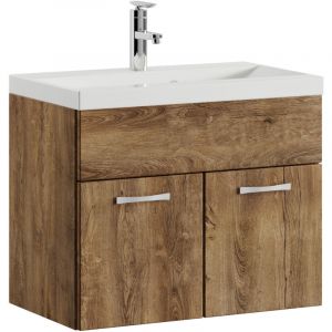Meuble de salle de bain de Montreal 01 60 cm lavabo Chene Marron - Armoire de rangement Meuble lavabo evier Meubles