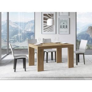 Table rectangulaire extensible bois clair Ribo 2 pieds - 4 à 18 personnes - L 130 à 390 cm