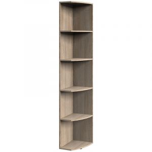 Pegane Etagère avec 5 tablettes coloris imitation chêne - longueur 30 x hauteur 185 x profondeur 38 cm -