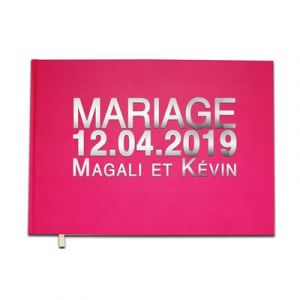 Livre d'Or Mariage Personnalisé - Lettres chromées ou dorées -100 pages - Qualité premium - Uttscheid Couleur :Rose Macaron