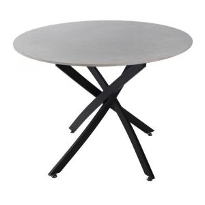 Meubletmoi - Table ronde d. 100 cm céramique gris pieds croisés métal - ryder 2