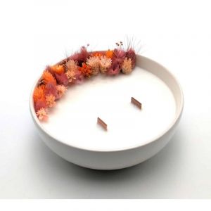 Grande bougie fleurs s&eacute;ch&eacute;e chance