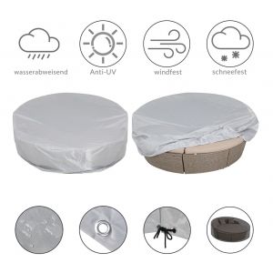 Deuba Kingsleeve - Housse de Protection pour Meubles de Jardin 236x67 cm - B&acirc;che pour Bain de Soleil Rond &bull; Polyester Oxford 420D Anti-d&eacute;chirures &bull; R&eacute;sistant aux intemp&eacute;ries &bull; Gris Argent &bull; Ronde