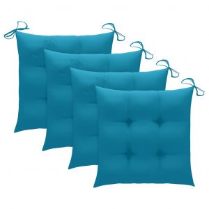 VidaXL Coussins de chaise 4 pcs Bleu 40x40x7 cm Tissu