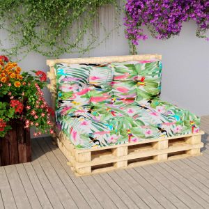 VidaXL Coussins de canap&eacute; palette 2 pcs multicolore Tissu
