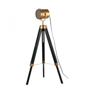 ALPINALUZ Lampe sur Pied Cinéma Trépied en Bois Naturel Hauteur Ajustable Style Vintage