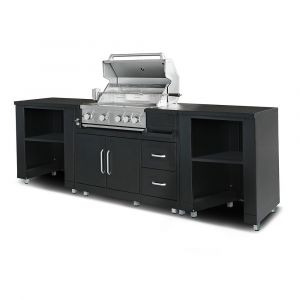 Oviala Cuisine d'extérieur 3 élements avec barbecue noir