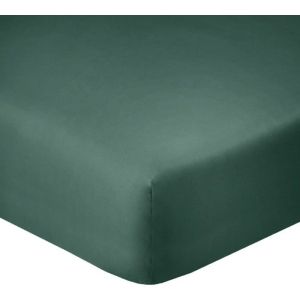 Drap housse coton bleu, canard 160x200 cm