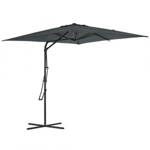 Outsunny Parasol déporté carré dim. 2,5 x 2,5 m piètement inclus métal époxy polyester haute densité anthracite