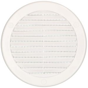 Grille d'aération ronde Fi 125 mm - Blanc - Avec moustiquaire - Kotarbau