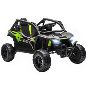 Voiture électrique enfant UTV - AIYAPLAY - KAWASAKI TERYX KRX 1000, 12 V 2 moteurs 25 W, télécommande 2,4 Ghz - 100x64x56cm - noir