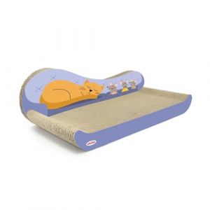 Record - Griffoir en Carton - Dimensions : 49 x 25 x 16h cm - Pr&eacute;serve la sant&eacute; des Griffes de Votre Chat - Pratique &eacute;galement comme griffoir - Coloris Havane et Lilas