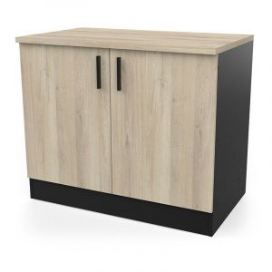 Demeyere Meuble bas 2 portes 100 cm Origan noir et bois - Naturel