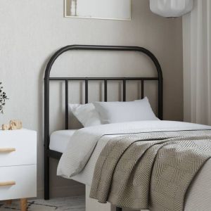 VidaXL T&ecirc;te de lit Style Scandinave pour chambre &agrave; coucher m&eacute;tal noir 90 cm - Noir