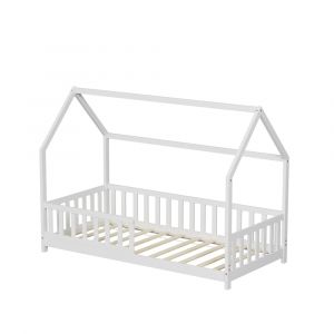 Minea Lit cabane avec barrière tchoupi 90x190 cm (matelas non inclus)