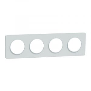 Schneider Electric Odace Touch, plaque Blanc Recyclé 4 postes horiz, ou vert, entraxe 71mm - S510808