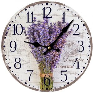 Signes Grimalt Horloge murale moderne lavande, d&eacute;coration d'int&eacute;rieur &eacute;l&eacute;gante, horloge MDF au design unique, id&eacute;ale pour les cadeaux