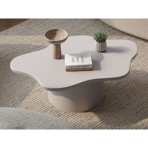 Vente-unique - Table basse en m&eacute;tal - Cr&egrave;me - polendra