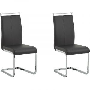 Beliani Lot de 2 chaises de salle à manger en simili-cuir noir GREEDIN -