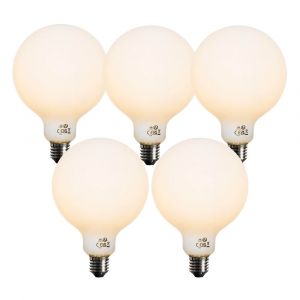 Lot de 5 Ampoule LED E27 dimmable opale G125 5W 450lm 2200K
