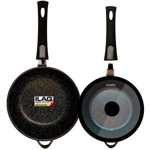 MGK19S Set 2 Sauteuse Induction Manche Amovible, Poêles 24/ 28cm Antiadhesive Couvercle Noir - Briebe