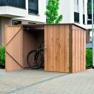 Duramax Abri v&eacute;los M&eacute;tal 0.33mm 2.05M avec kit ancrage - Imitation bois