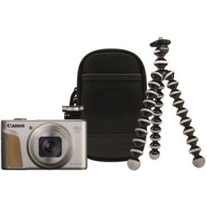 Canon Appareil photo Compact PowerShot SX740 HS Argent+Trepied+Housse