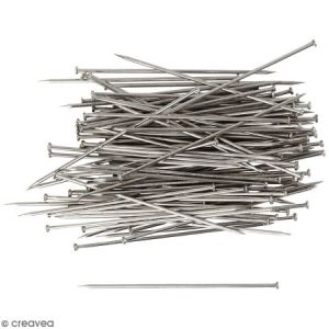 Creotime Epingles à tête argentées - Longueur 34 mm - 50 gr
