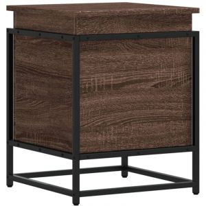 Bo&icirc;te de rangement avec couvercle ch&ecirc;ne marron bois ing&eacute;nierie