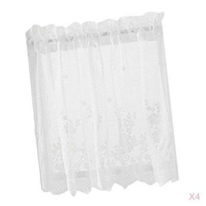Image de Gazechimp 4pcs Rideaux Voilage Panneau &agrave; Oeillet Transparent Voile Fenetre Rideaux en Dentelle pour Chambre Decoration - 74x61cm