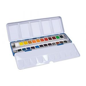 MILAN Trousse métallique 24 aquarelles demi-godet