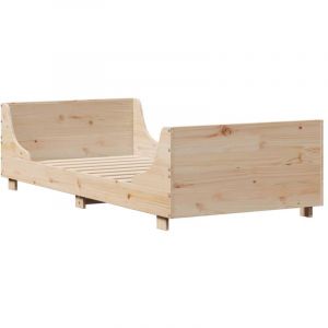 VidaXL Cadre de lit avec tête de lit 75x190 cm bois de pin massif, meuble de chambre, sommier, lit en bois, lit, lit simple