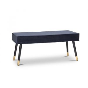 LIFA LIVING Banc de salle Barcelone - Bleu et or - Moderne - Velours et bois - Luxe - 101 x 42 x 45 cm