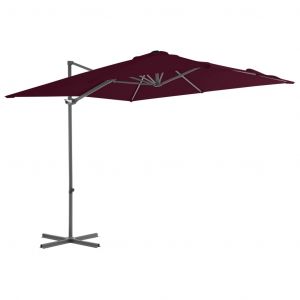 Image de VidaXL Parasol déporté avec mât en acier Rouge bordeaux 250x250 cm