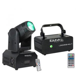 Ibiza Light Pack Effet Lumière Lyre Ibiza LMH250-RC - Laser LZR200RGB-MULTI Soirée Ambiance Animation Discothèque Club Bar Musique Dj