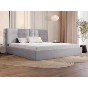 Pascal Morabito Lit coffre 200 x 200 cm - Tissu - Gris - ELIAVA de