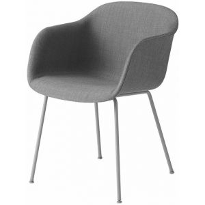 Image de Muuto Fauteuil rembourré Fiber / Pieds métal - Tissu intégral gris en tissu