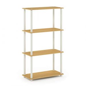 Furinno Turn Présentoir à Étagères Polyvalentes à 4 Niveaux, Hêtre/Blanc