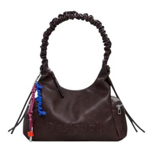 Desigual Sac &agrave; &eacute;paule Montville Half Logo Shoulder Bag Chocolate marron fonc&eacute;