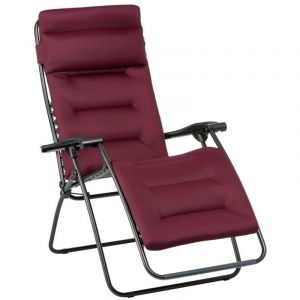 Fauteuil Relax Transat Jardin - Chaise Longue Matelassé Zéro Gravité - Rsx Clip - Aircomfort - Rouge Bordeaux - Lafuma Mobilier