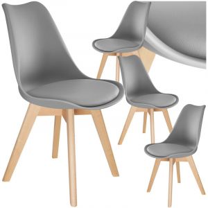 TecTake Lot 4 chaises salle à manger style scandinave forme ergonomique gris