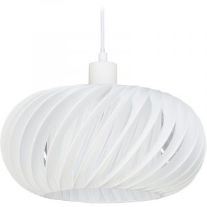 Relaxdays Lampe à suspendre, effet grillage, abat-jour rond, douille E27, 60 W, plastique, acier,lampe suspension,blanc
