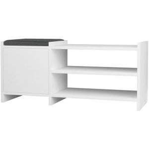 Pegane Etag&egrave;re &agrave; chaussures, meuble &agrave; chaussures avec 1 porte coloris blanc - longueur 100 x profondeur 35 x hauteur 44 cm -