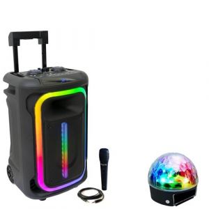 Ibiza Sound Pack Karaoké Enceinte Autonome Portable USB Bluetooth TWS 800W MOBILE800 - 1 micro - Jeu Lumière Astro PARTY-ASTRO6 Musique