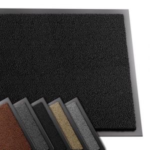 Vounot Tapis de Porte Paillasson d'Entree Interieur et Extérieur Tapis Antidérapant et Anti-Poussière Tapis d’entrée Imperméable Lavable 60x90cm Noir