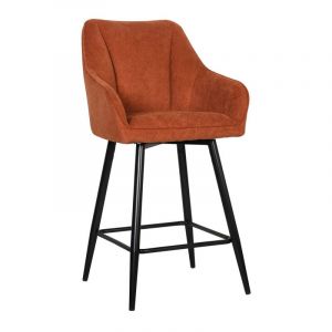 Tabouret de bar pivotant Rio terracotta pieds m&eacute;tal noir